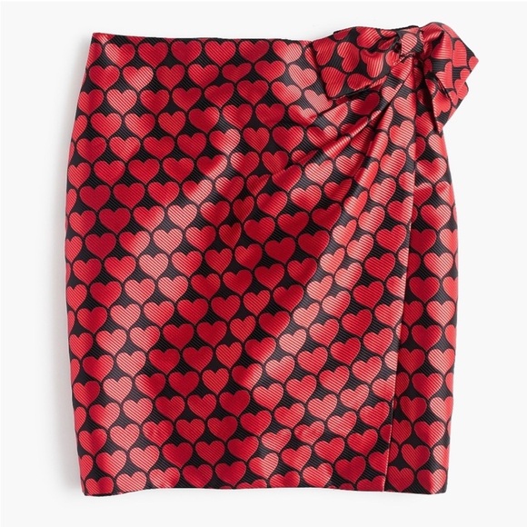 J. crew red black heart jacquard printed mini bow skirt size 12 - Picture 2 of 10